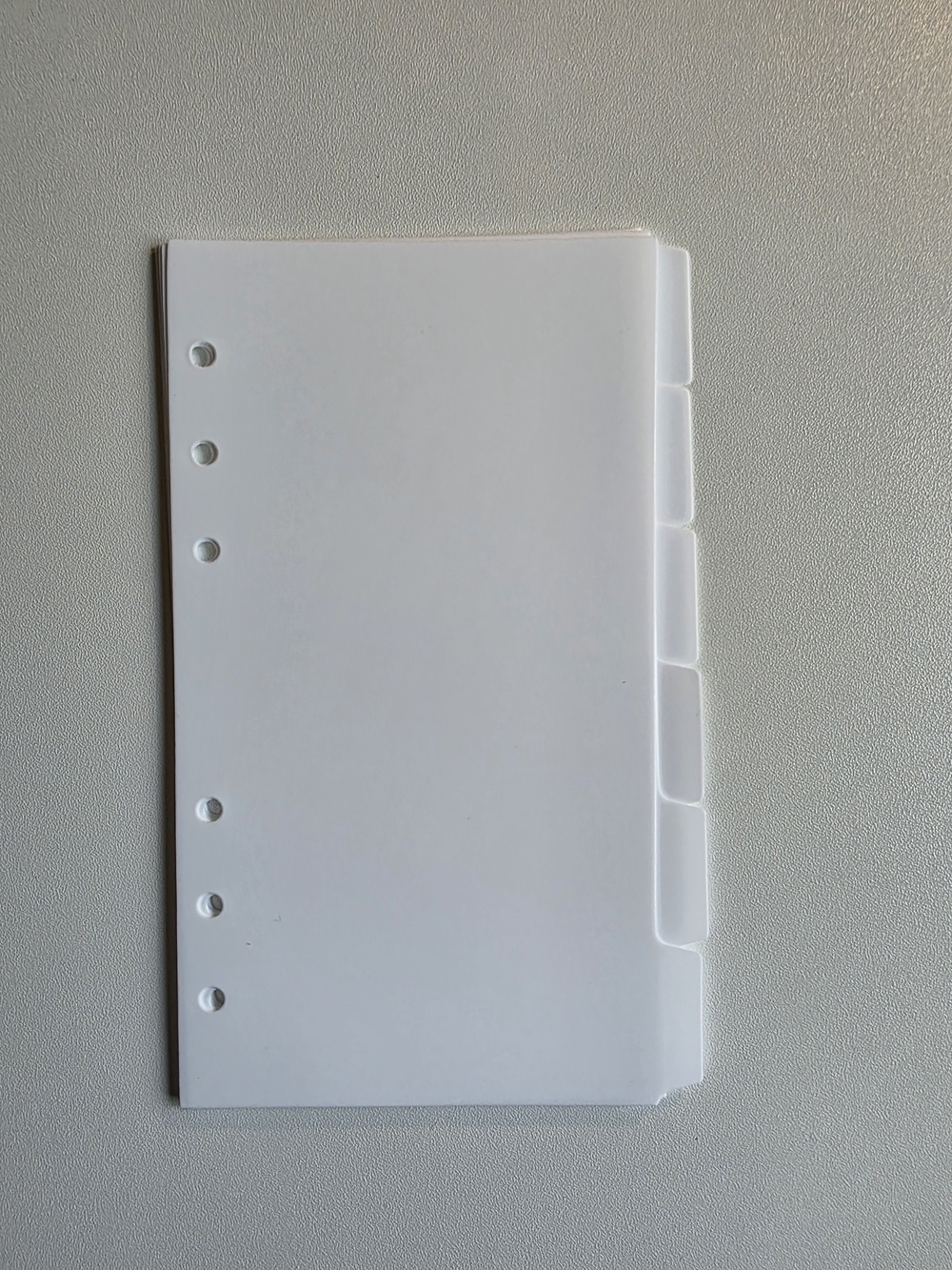 A6 White 6-Hole Plastic Index Dividers - Blank Tabs Set Of 6